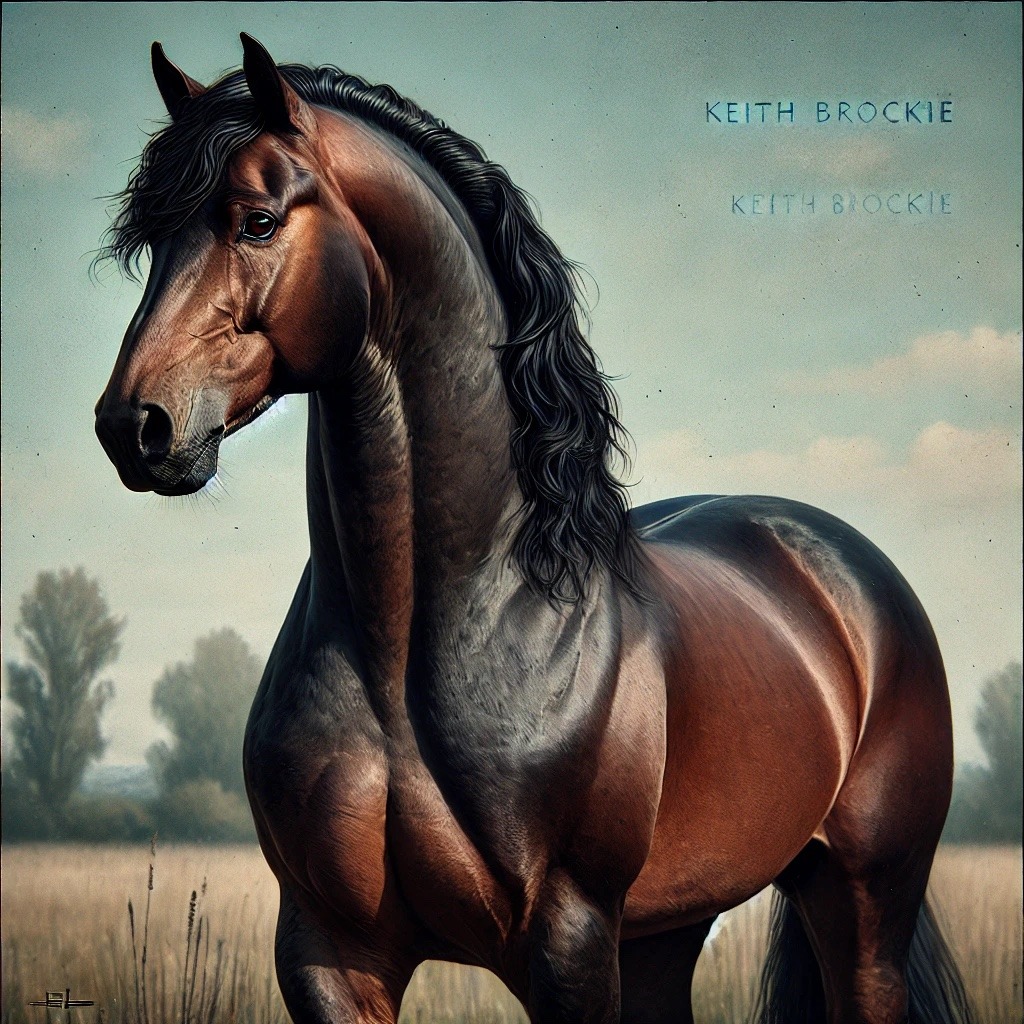A close portrait of a bay horse with an attentive eye and flowing black mane